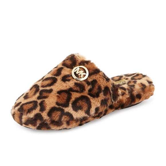 Leopard MK Jet Set Faux-Fur Slippers - Picture 2 of 4